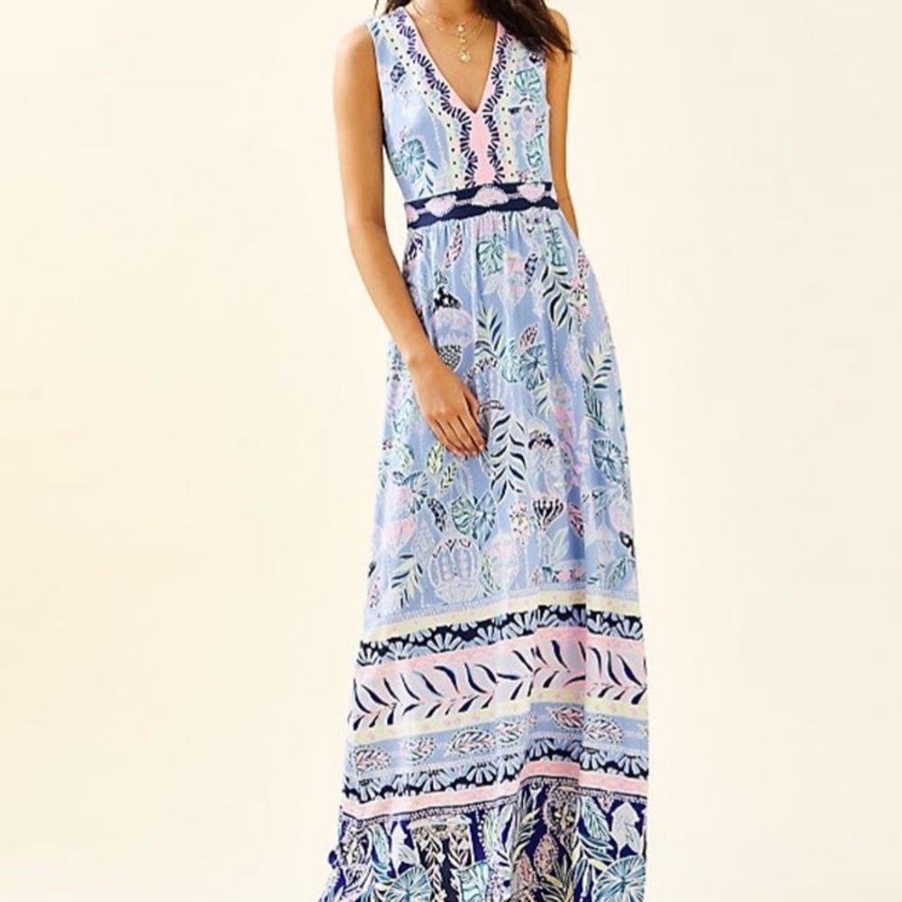 Lilly Pulitzer McKinley Lapis Lanterns Maxi dress 0